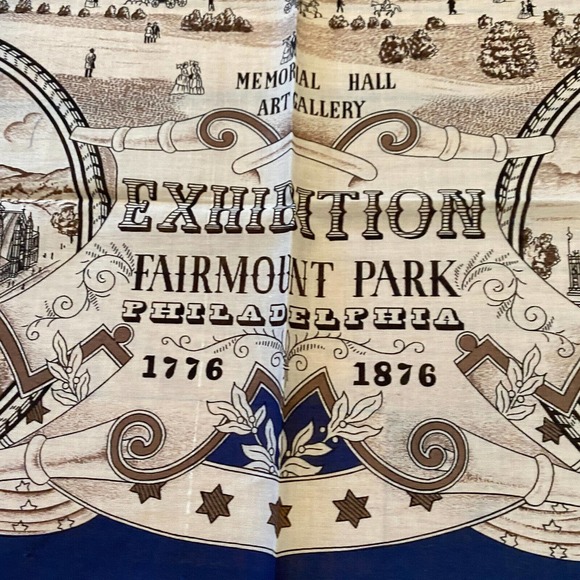 Smithsonian Echo Centennial Vintage Scarf 1776 1876 With Original Box Blue - Picture 7 of 10